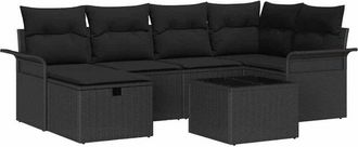 vidaXL Conjunto De Sof&aacute; De Jard&iacute;n 7 Pcs Negro 242.5 X 132.5 X 85 Cm Vidaxl