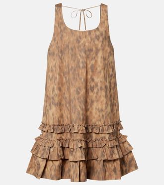 Ganni Ruffled printed cotton minidress