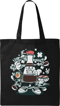 Generic Soy Sauce Japanese Kitchen Cooking Sushi Art Natural Ecological Cotton Tote Bag Black