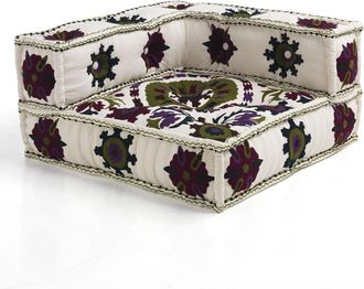 Oresteluchetta Sof&aacute; esquinero modular algod&oacute;n blanco 40x80x80 cm