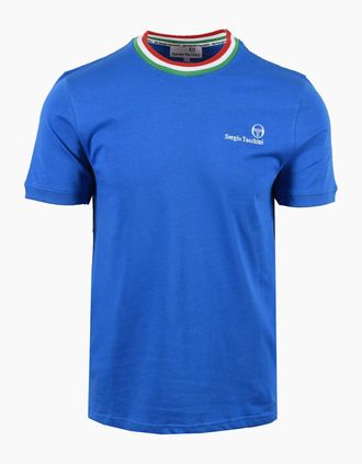 Sergio Tacchini Mens SERGIO TACCHINI RAINER FC T-SHIRT STRING BLUE/FERN GREEN/ADRENALINE RED - Size: 42