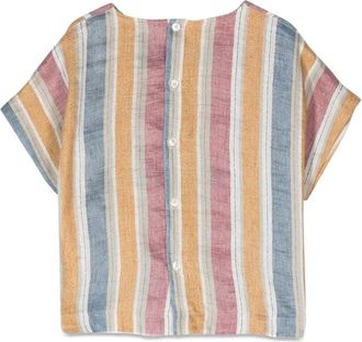 Il Gufo Striped Linen Blend Blouse - Multicolor