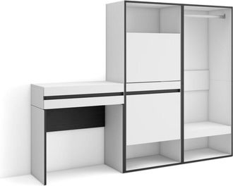 Skraut Home Consola Entrada, Mueble Con Caj&oacute;n, 190x145x35 Cm, Recibidor, Zapatero, Vestidor Abierto, Estilo Moderno, Gris Cemento - Skraut Home