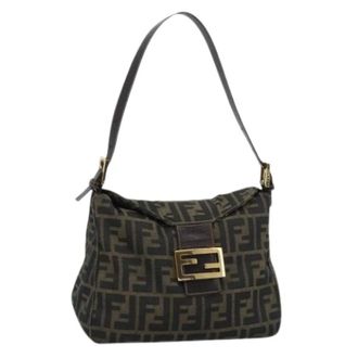 Fendi Pre-owned Shoulder Bags, female, Brown, Size: ONE SIZE Pre-owned Zucca Canvas Shoulder Bag