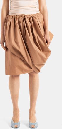 Chlo&eacute; Womens Draped Camel Midi Skirt Beige