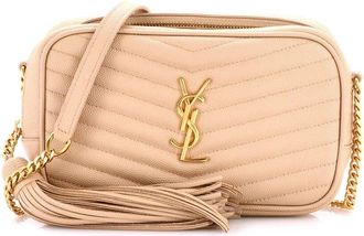 Saint Laurent Beige Matelasse Chevron Leather Lou Camera Bag Mini (Authentic Pre-Loved)