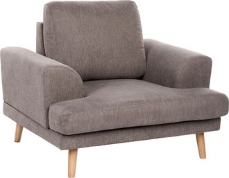 Beliani Sill&oacute;n Estilo Moderno De Tela Reposabrazos Curvados Anchos Sala De Estar Marr&oacute;n Kildal