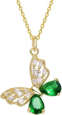 Rachel Glauber 14K Plated Cz Butterfly Necklace