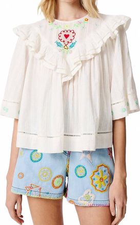 Manoush Sarah Print Top In White