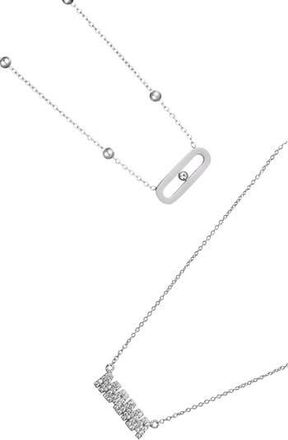 Adornia Set of 2 Mama Bar Pendant Necklaces in Silver at Nordstrom Rack
