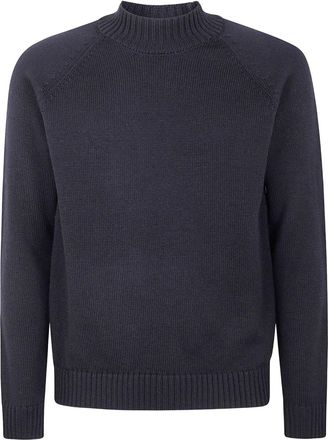 Zanone Stockinette Stitch Slim Fit Raglan Sleeved Mock Neck Sweater