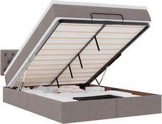 vidaXL Cama Otomana Con Colch&oacute;n Tela Gris Pardo 140x190 Cm Vidaxl