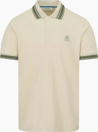 Sandbanks Mens SANDBANKS GRADIENT RIB POLO STONE - Cream - Size: 38