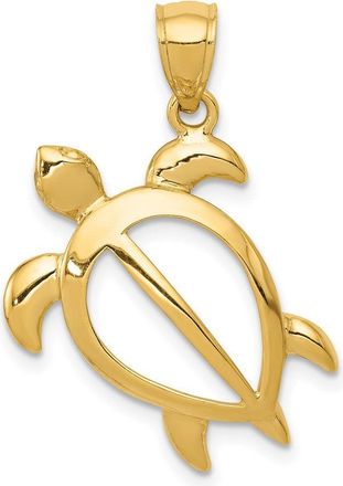 Diamond2Deal 14k Yellow Gold Open Turtle Pendant