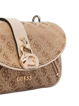 Guess Logo Jacquard Crossbody Bag - Beige