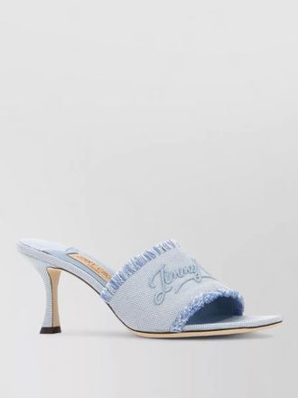 Jimmy Choo London alexia canvas kitten heel open toe mules