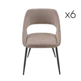 Signature Lote de 6 sillas de tela color topo con base de metal - A77 cm