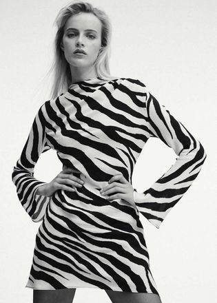 Mango Vestito zebra maniche scampanate nero - Donna - XS - MANGO