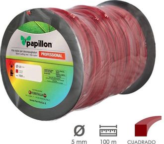 Papillon Hilo Nylon Desbrozadoras Cuadrado Professional &Oslash; 5,0 Mm. Rollo 100 Metros. Hilo Nylon Corte Desbrozadores Hierba, Jardin, Maleza