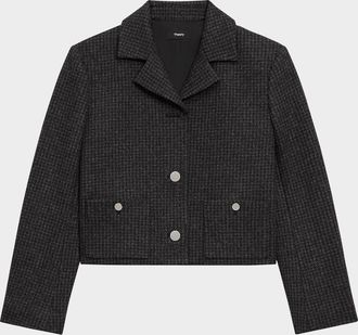 Theory Boxy Cropped Check Flannel Jacket