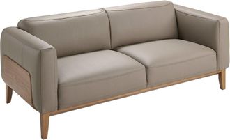 Angel Cerd&aacute; Sof&aacute; 3 plazas tapizado piel detalles nogal