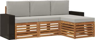 vidaXL Conjunto De Sof&aacute;s De Exterior 4 Uds. Natural Y Gris Claro Vidaxl