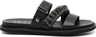 Cult rhinestone-embellished sandals - women - Leather/Rubber/Calf Leather - 37 - Black
