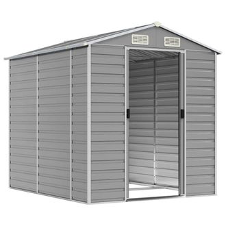 Berkfield Home Garden Shed Light Grey 191x215x198 cm Galvanised Steel | Size: 191 x 215 x 198 cm