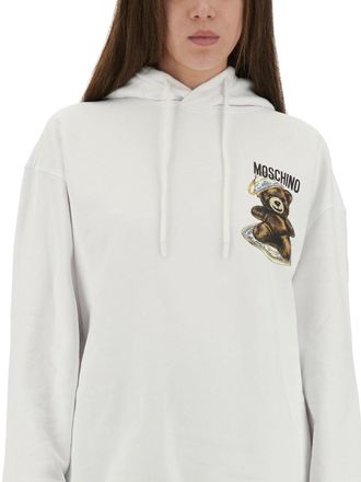 Moschino Teddy Print Cotton Sweatshirt - White