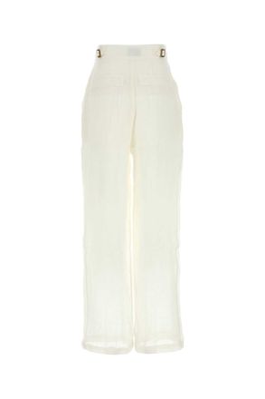 Le Kasha Womens White Linen Sohag Wide-Leg Pant Exterior: Organic Pantaloni