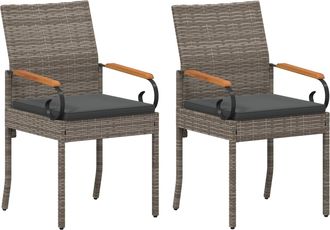 vidaXL Sillas De Jard&iacute;n 2 Uds. Gris Y Gris Oscuro Polirat&aacute;n Y Acacia Vidaxl