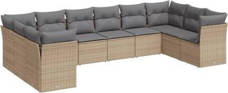 vidaXL Juego De Sof&aacute;s Jard&iacute;n Con Cojines Beige 10 Pzas Rat&aacute;n Sint&eacute;tico Vidaxl