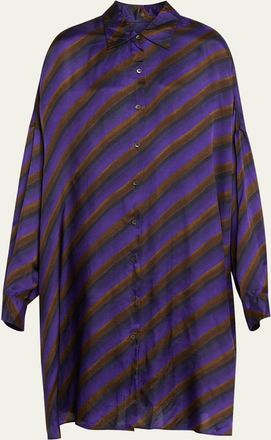 Dries Van Noten Dasia Striped Satin Oversized Shirtdress