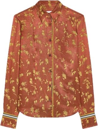Dries Van Noten Chloris Tape Shirt - Dames - Blouses & Shirts - Rood - Maat: 2XL Viscose