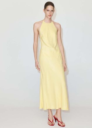 Mango Vestito halter schiena scoperta giallo - Donna - XS - MANGO