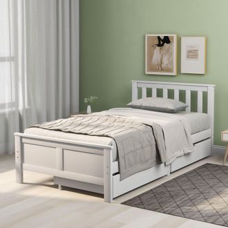 Aka 3ft Single Wooden Solid White Pine Storage Bed with Drawers Bed