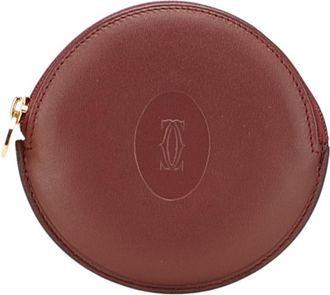 Cartier Must Bordeaux Wine Red Leather Coin Purse/Coin Case (Pre-Owned)