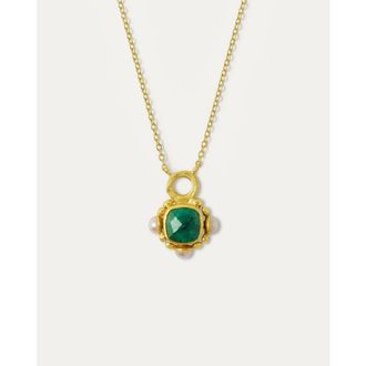 Ottoman Hands Esther Emerald And Pearl Pendant Necklace in Gold at Nordstrom
