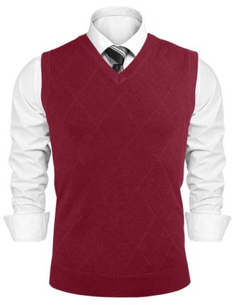 iClosam Mens Sleeveless Jumper Knit Vest Classic V-Neck Sleeveless Jumper Men Business Knitwear Waistcoat Tank Top