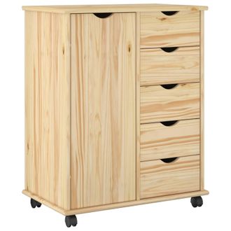 vidaXL Gabinete Rodante Marr&oacute;n 63,5 X 39 X 79 Cm Madera De Pino Macizo Vidaxl