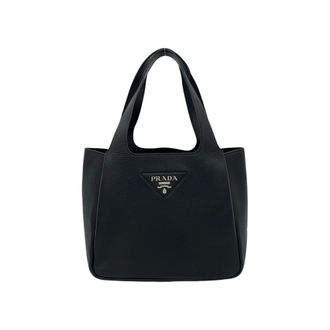 Prada Black Leather Handbag Tote Bag (Pre-Owned)