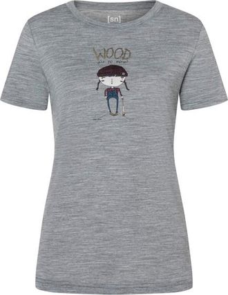 super.natural Wood Craftine Tee Merinoshirt f&uuml;r Damen | grau/ various
