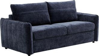 Vente-Unique Sof&aacute; cama de 3 plazas expr&eacute;s en tela texturizada azul - Cama 145 cm MALOGU
