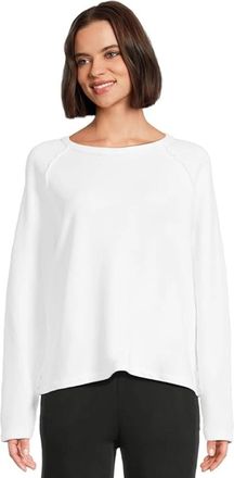 Eileen Fisher Womens Eileen Fisher Raglan Boxy Top White 100% Cotton Long Sleeve RED1224