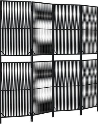 vidaXL Biombo De 4 Paneles Rat&aacute;n Sint&eacute;tico Negro Vidaxl
