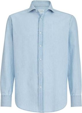 Brunello Cucinelli Chambray shirt in Medium Denim at Nordstrom, Size Xxx-Large Eu