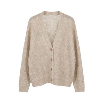 PESERICO Alpaca- wol en mohair vest - Dames - Vesten - Beige - M - Wol - Truien & Vesten