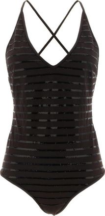 Brunello Cucinelli Dazzling Stripes Badpak - Dames - Badpakken - Bruin - M - Nylon - Badmode
