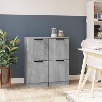 vidaXL Aparadores 2 Uds Madera Contrachapada Gris Sonoma 30x30x70 Cm Vidaxl