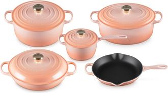 LE CREUSET Signature 9-Piece Enameled Cast Iron Set in Peche at Nordstrom